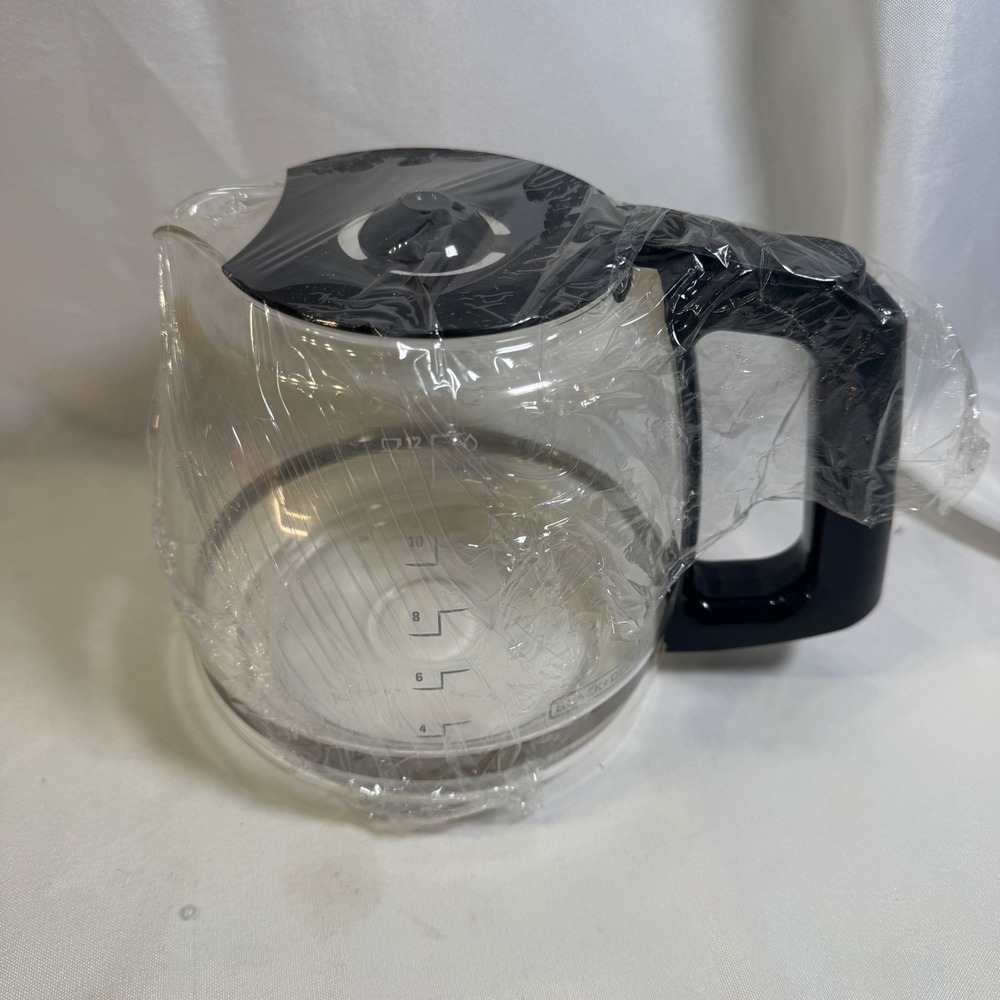 Black & Decker 12 Cup Glass Coffee Carafe Replacement Clear Black Handle Lid